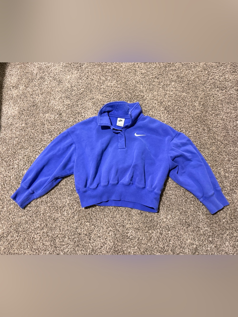 Nike Royal Blue Cropped Quarter-Zip Sweatshirt